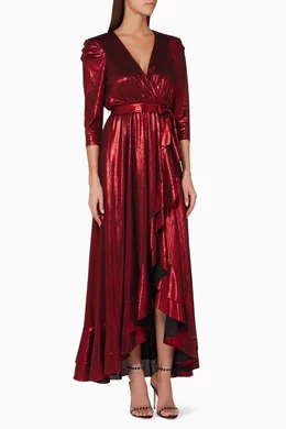 Buy Retrofete Burgundy Red Flora Wrap Dress For Women Online Ounass Bahrain