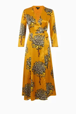 Buy WHISTLES Multicolour Yellow Gabrielle Printed Wrap Dress For Women Online Ounass Bahrain