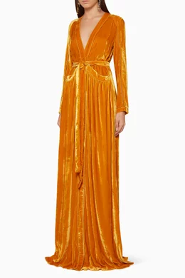 Marigold velvet dress outlet
