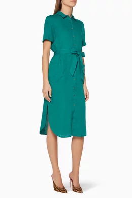 Buy WHISTLES Green Green Montana Linen Shirt Dress For Women Online Ounass Bahrain
