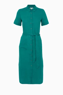 Buy WHISTLES Green Green Montana Linen Shirt Dress For Women Online Ounass Bahrain