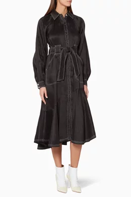 Buy Aje Black Black Contrast Stitch Giorgio Dress For Women Online Ounass Bahrain