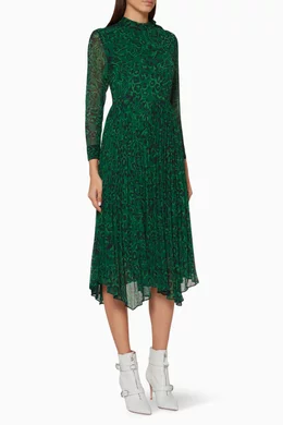 Buy WHISTLES Green Green Jungle Cat Pleated Dress For Women Online Ounass Bahrain