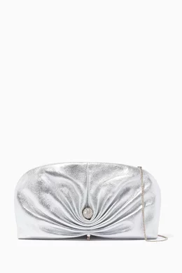 Buy Jimmy Choo Silver Silver Vivien Leather Clutch For Women Online Ounass Bahrain