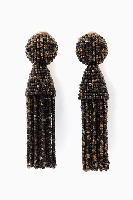 Buy Oscar de la Renta Black Black Gold Short Beaded Tassel Earrings For Women Online Ounass Bahrain