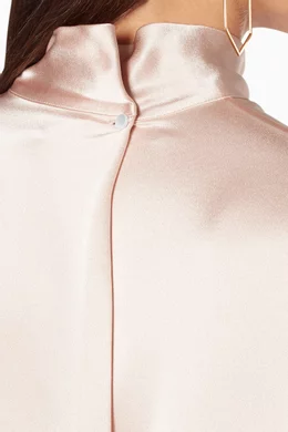 Buy Vince Pink Light Pink Satin Turtleneck Blouse For Women Online Ounass Bahrain