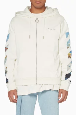 Buy Off White Neutral Off White Printed Long Sleeve Hoodie For Men Online Ounass Bahrain