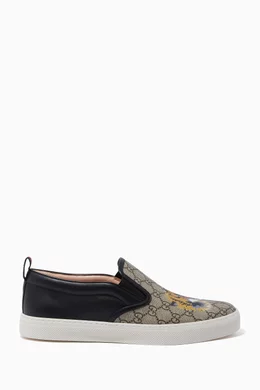 Buy Gucci Black Beige Black GG Supreme Tiger Slip On Sneakers For Men Online Ounass Bahrain