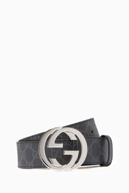 Buy Gucci Black Black Grey GG Supreme Belt For Men Online Ounass Bahrain