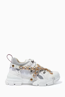 Buy Gucci White White Flashtrek Crystal Sneakers For Women Online Ounass Bahrain