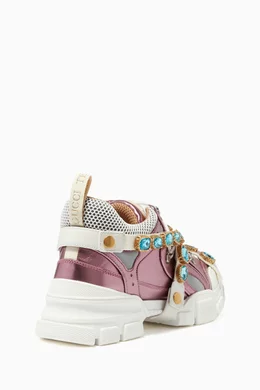 Buy Gucci Pink Pink Flashtrek Crystal Sneakers For Women Online Ounass Bahrain