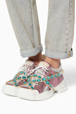 Buy Gucci Pink Pink Flashtrek Crystal Sneakers For Women Online Ounass Bahrain