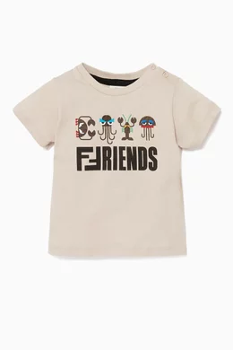 Buy Fendi Neutral Beige Friends Logo Print T Shirt For Baby Boys Online Ounass Bahrain