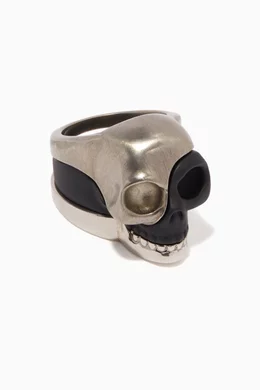 Buy Alexander McQueen Black Silver Tone Metal Divided Skull Ring For Men Online Ounass Bahrain