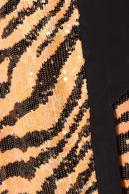 Buy RIXO Gold Mustard Tiger Sequined Gigi Dress For Women Online Ounass Bahrain