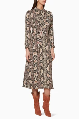 Buy WHISTLES Brown Multi Coloured Snake Print Elfrida Shirtdress For Women Online Ounass Bahrain