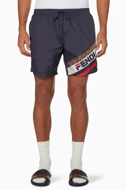 Buy Fendi Blue Dark Blue Fendi Fila Swim Shorts For Men Online Ounass Bahrain