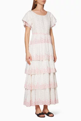Buy LoveShackFancy Pink Pink Martine Floral Embroidery Maxi Dress For Women Online Ounass Bahrain