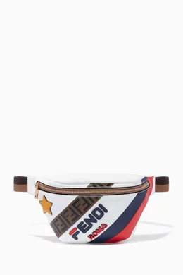 Buy Fendi White Multi Coloured Mania Logo Applique Belt Bag For Men Online Ounass Bahrain