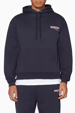 Buy Balenciaga Blue Navy Political Logo Hoodie For Men Online Ounass Bahrain