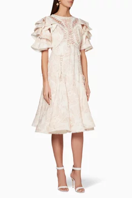 Buy THURLEY Pink Light Pink Babushka Midi Dress For Women Online Ounass Bahrain