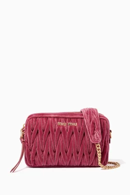 Buy Miu Miu Pink Pink Velvet Matelasse Shoulder Bag For Women Online Ounass Bahrain