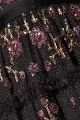 Buy Needle Thread Black Black Carnation Sequin Gown For Women