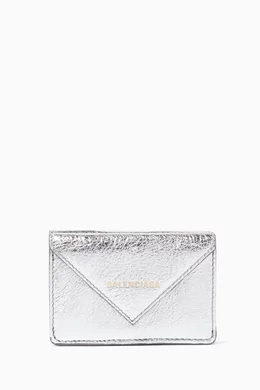 Buy Balenciaga Silver Silver Metallic Papier Mini Wallet For Women Online Ounass Bahrain