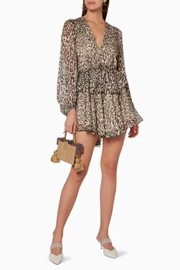 Buy Shona Joy Brown Leopard Print Mariposa Peplum Mini Dress For Women Online Ounass Bahrain
