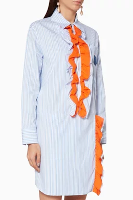 Buy Prada Orange Light Blue Striped Shirt Dress For Women Online Ounass Bahrain