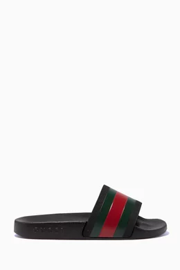 Buy Gucci Black Black Striped Band Rubber Slides For Boys Online Ounass Bahrain