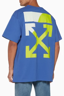 Buy Off White Blue Split Logo T Shirt For Men Online Ounass Bahrain