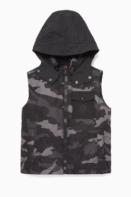 Buy Moncler Enfant Black Hooded Camo Vest For Boys Online Ounass Bahrain