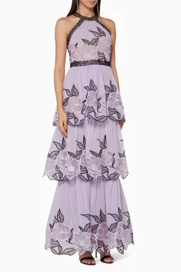 Buy Marchesa Notte Purple Embroidered Evening Dress For Women Online Ounass Bahrain