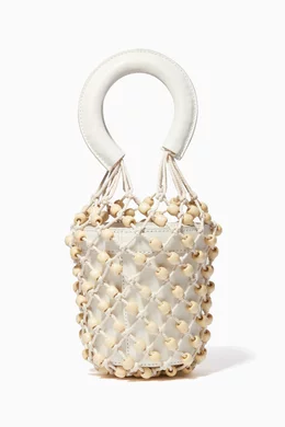Buy Staud White Mini Beaded Macrame Moreau Bucket Bag For Women Online Ounass Bahrain