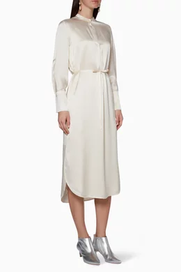 Vince band collar silk shirt dress cheap
