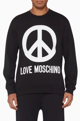 Buy Love Moschino Black Peace Logo Sweatshirt For Men Online Ounass Bahrain