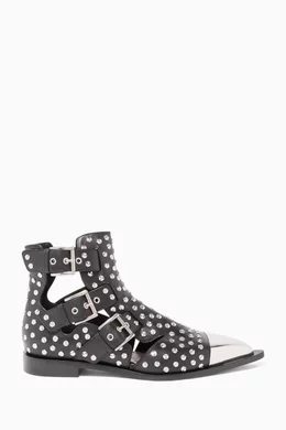 Buy Alexander McQueen Black Studded Cage Ankle Boots For Women Online Ounass Bahrain