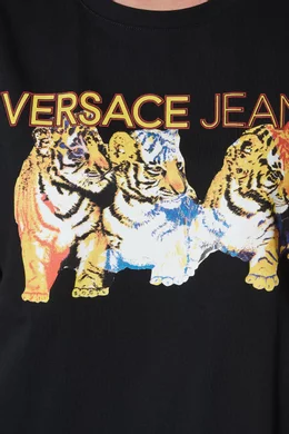 Buy Versace Jeans Couture Black Black Tiger Print Boxy T Shirt For Women Online Ounass Bahrain
