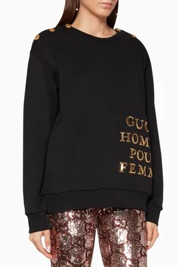 Buy Gucci Black Oversized Sequin Sweatshirt For Women Online Ounass Bahrain