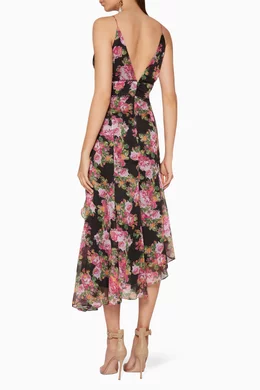 midi a line black dress Donna Karan Women's Silk-Charmeuse Midi A-Line Dress in Black