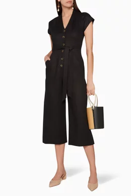 Sana linen button jumpsuit shop