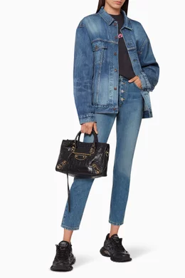 Buy Balenciaga Black Small Crocodile Embossed Classic Metallic Edge City Bag For Women Online Ounass Bahrain