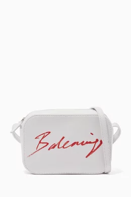 White balenciaga camera bag online