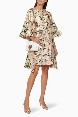Buy Dolce Gabbana Pink Lily-Print Silk Shantung Coat For Women