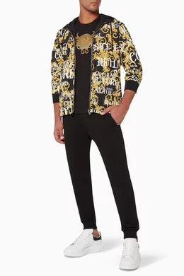 Buy Versace Jeans Couture Black Metallic Logo Print Track Pants For Men Online Ounass Bahrain