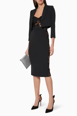Buy Elisabetta Franchi Black Two Piece Jacket Lace Dress Set For Women Online Ounass Bahrain