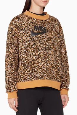Buy Nike Multicolour Leopard Print Logo Sweatshirt For Women Online Ounass Bahrain