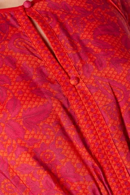 Buy WHISTLES Pink Henna Print Flippy Dress For Women Online Ounass Bahrain