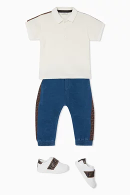 Buy Fendi White Tape Logo Polo Shirt For Baby Boys Online Ounass